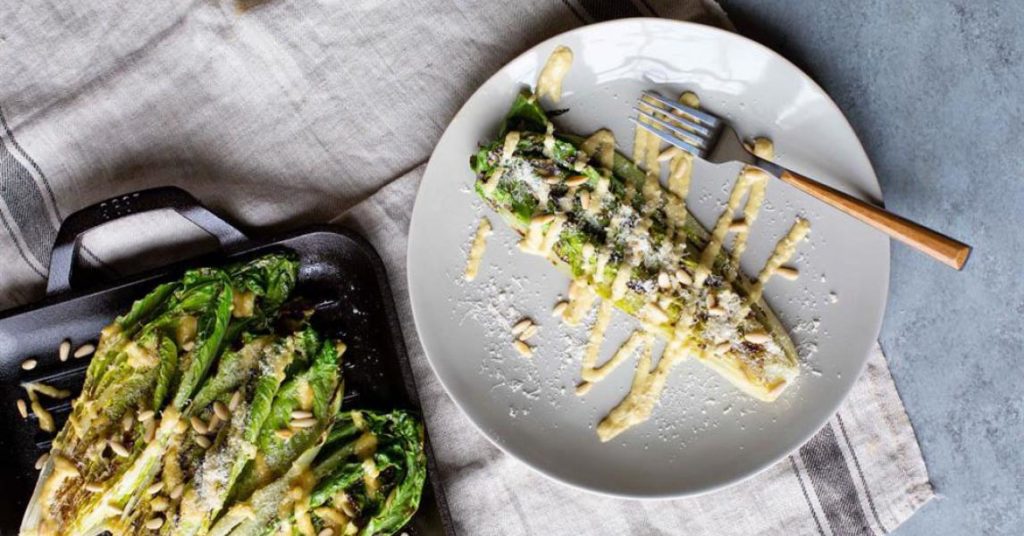 Grilled Romaine With Pine Nut Vinaigrette
&ndash; Lodge Cast Iron