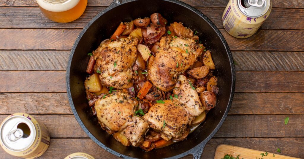 Beer Braised Chicken with Potatoes and Carrots – Lodge Cast Iron