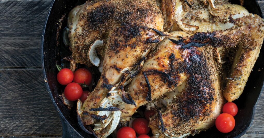 Spatchcock Chicken with Roasted Vegetables – Lodge Cast Iron