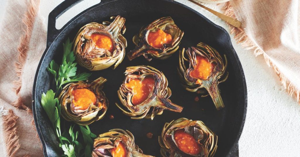 Pan-griddle Artichokes With Fresh Romesco Sauce – Lodge Cast Iron