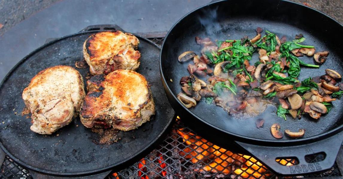 Grilled Pork Chops With Bacon Mushroom Sauce – Lodge Cast Iron