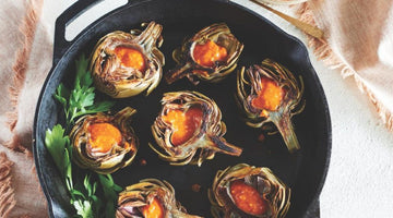 Pan-griddle Artichokes With Fresh Romesco Sauce