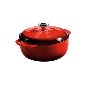 4.2 Lt Red Enameled Cast Iron Dutch Oven