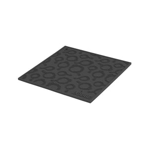 17.78 Cm Square Black Silicone Trivet With Skillet Pattern