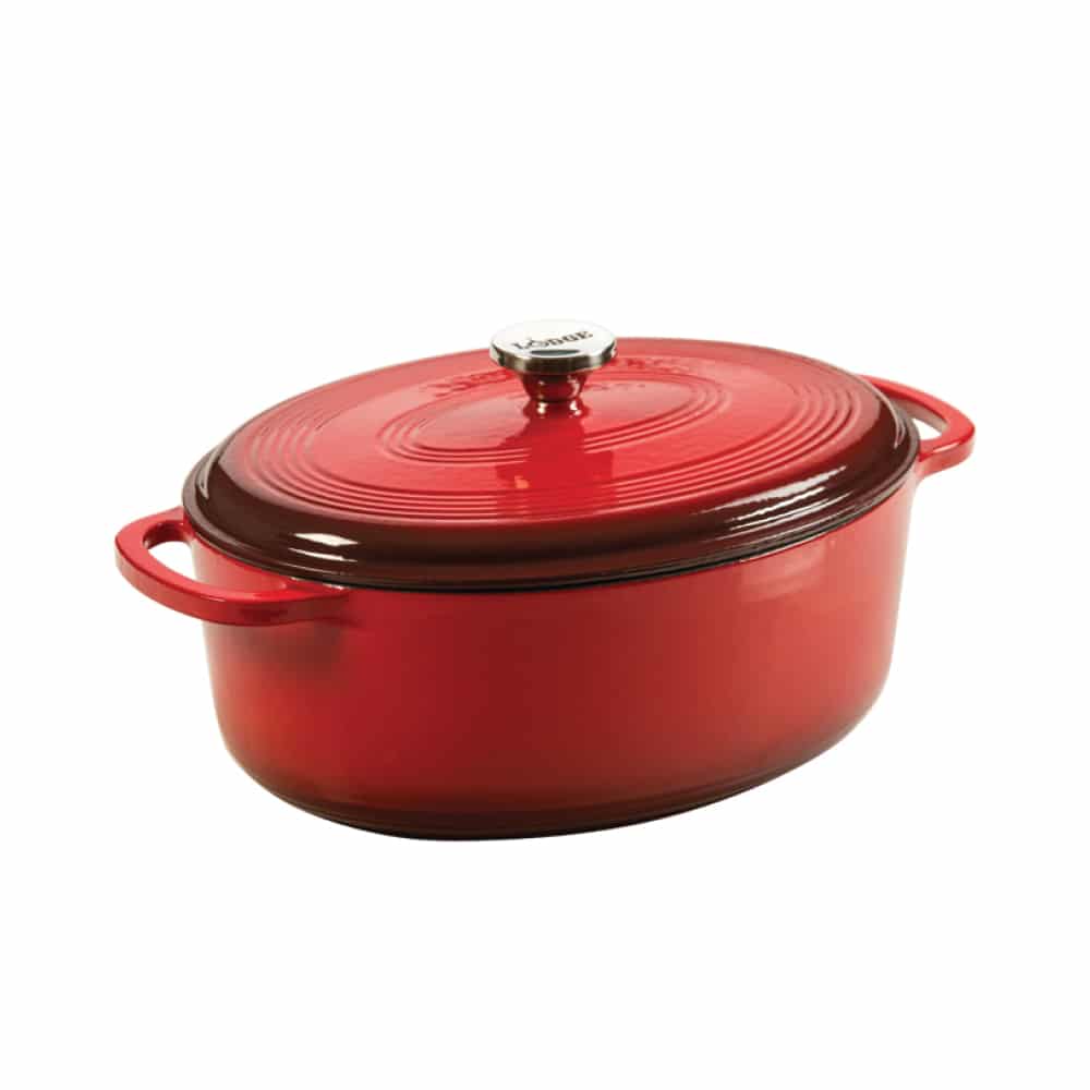 6.62 Lt Oval Red Enameled Cast Iron Dutch Oven - EC7OD43